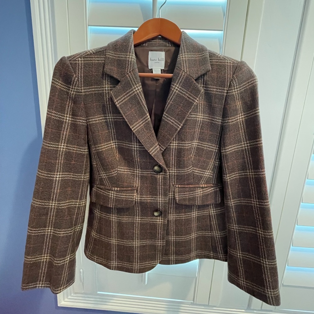 Brown plaid wool jacket - Kate Hill -8P